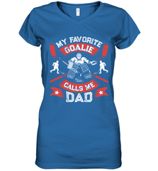 My Favorite Goalie Calls Me Dad Men Ice Hockey Sport Women's V-Neck T-Shirt Women's V-Neck T-Shirt - Eddytshirt