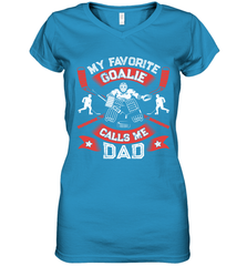 My Favorite Goalie Calls Me Dad Men Ice Hockey Sport Women's V-Neck T-Shirt Women's V-Neck T-Shirt - Eddytshirt