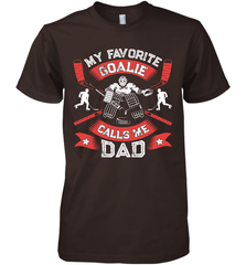 My Favorite Goalie Calls Me Dad Men Ice Hockey Sport Premium Men's T-Shirt Premium Men's T-Shirt - Eddytshirt