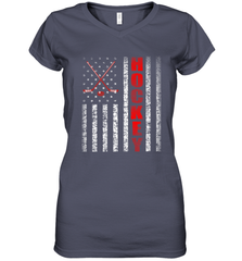 Vintage American US Flag Hockey Player Tee Ice Hockey Fans Women's V-Neck T-Shirt Women's V-Neck T-Shirt - Eddytshirt