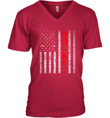 Vintage American US Flag Hockey Player Tee Ice Hockey Fans V-Neck T-Shirt V-Neck T-Shirt - Eddytshirt