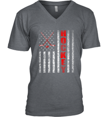 Vintage American US Flag Hockey Player Tee Ice Hockey Fans V-Neck T-Shirt V-Neck T-Shirt - Eddytshirt