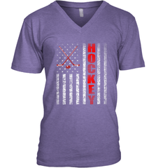 Vintage American US Flag Hockey Player Tee Ice Hockey Fans V-Neck T-Shirt V-Neck T-Shirt - Eddytshirt
