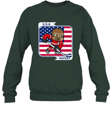 Sloth Ice Hockey USA America Patriotic American Flag Gift Sweatshirt Sweatshirt - Eddytshirt