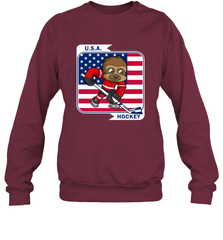 Sloth Ice Hockey USA America Patriotic American Flag Gift Sweatshirt Sweatshirt - Eddytshirt