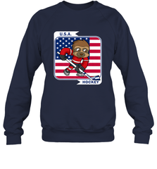 Sloth Ice Hockey USA America Patriotic American Flag Gift Sweatshirt Sweatshirt - Eddytshirt
