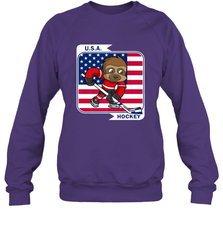 Sloth Ice Hockey USA America Patriotic American Flag Gift Sweatshirt Sweatshirt - Eddytshirt
