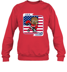 Sloth Ice Hockey USA America Patriotic American Flag Gift Sweatshirt Sweatshirt - Eddytshirt