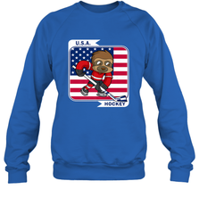 Sloth Ice Hockey USA America Patriotic American Flag Gift Sweatshirt Sweatshirt - Eddytshirt