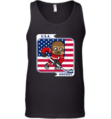 Sloth Ice Hockey USA America Patriotic American Flag Gift Tank Top Tank Top - Eddytshirt