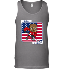 Sloth Ice Hockey USA America Patriotic American Flag Gift Tank Top Tank Top - Eddytshirt