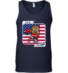 Sloth Ice Hockey USA America Patriotic American Flag Gift Tank Top Tank Top - Eddytshirt