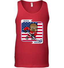 Sloth Ice Hockey USA America Patriotic American Flag Gift Tank Top Tank Top - Eddytshirt