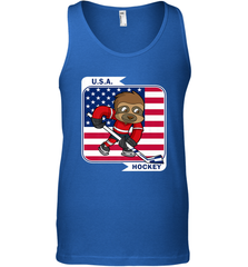 Sloth Ice Hockey USA America Patriotic American Flag Gift Tank Top Tank Top - Eddytshirt