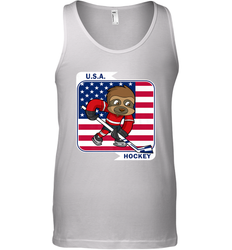 Sloth Ice Hockey USA America Patriotic American Flag Gift Tank Top