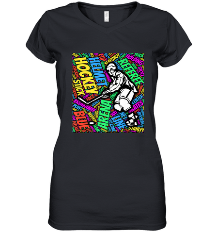 This hockey player makes great gift Women's V-Neck T-Shirt Women's V-Neck T-Shirt / Black / S Women's V-Neck T-Shirt - Eddytshirt