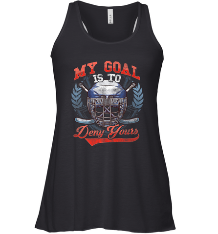 My Goal Is To Deny Yours Hockey Defender Racerback Tank Racerback Tank / Black / XS Racerback Tank - Eddytshirt