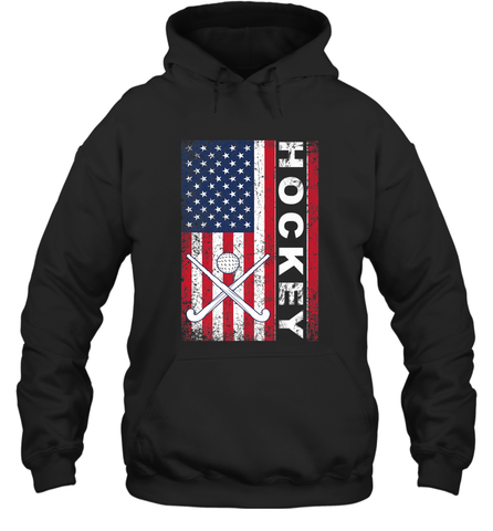 USA American Flag Hockey Player Perfect Gift Hoodie Hoodie / Black / S Hoodie - Eddytshirt